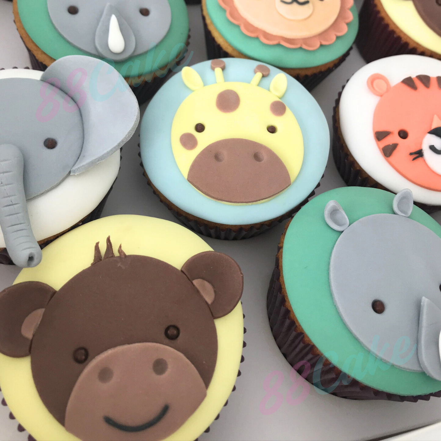 Cupcakes with animal face decorations