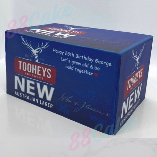 Tooheys New Australian Lager beer box cake with personalised message