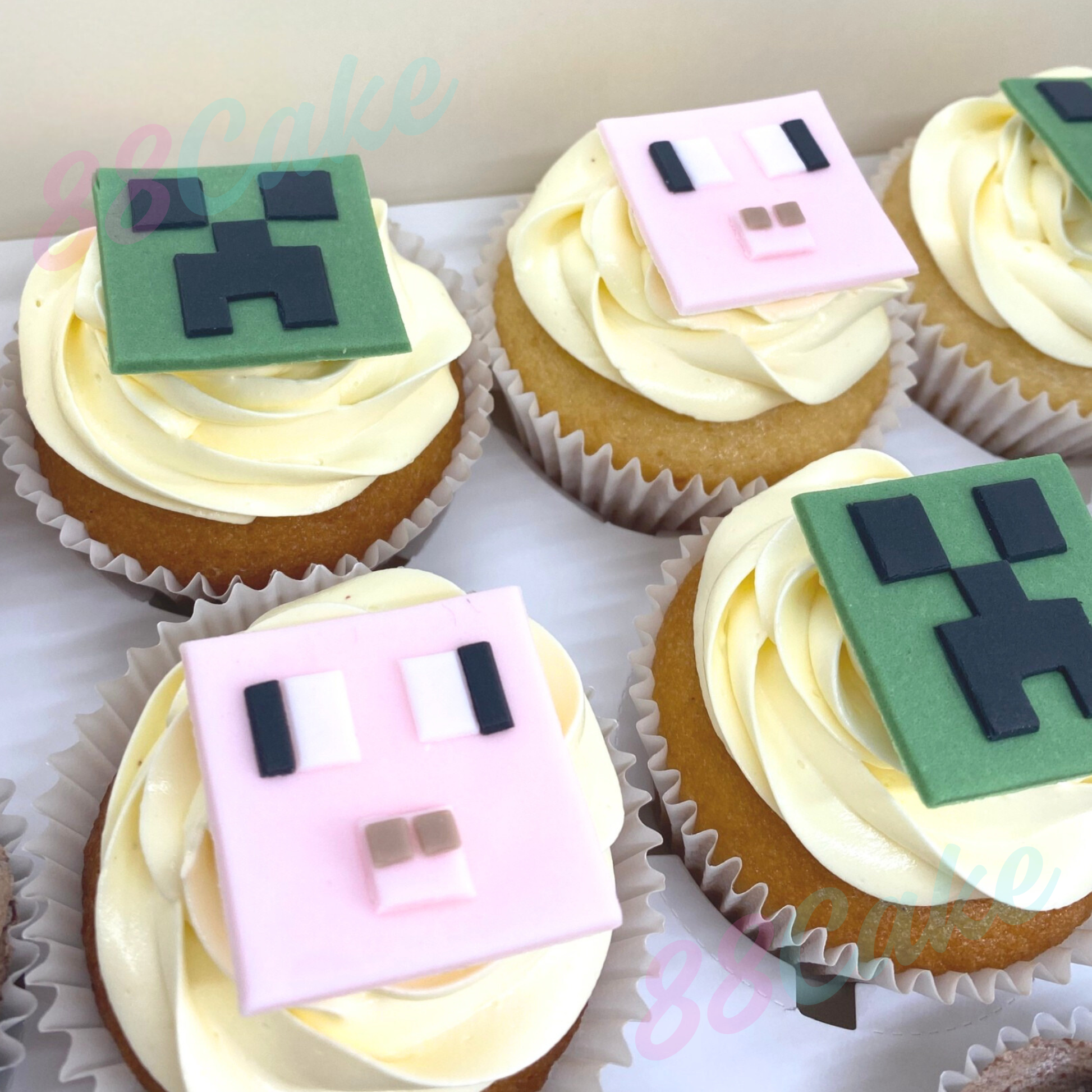 Minecraft character cupcakes vinalla buttercream
