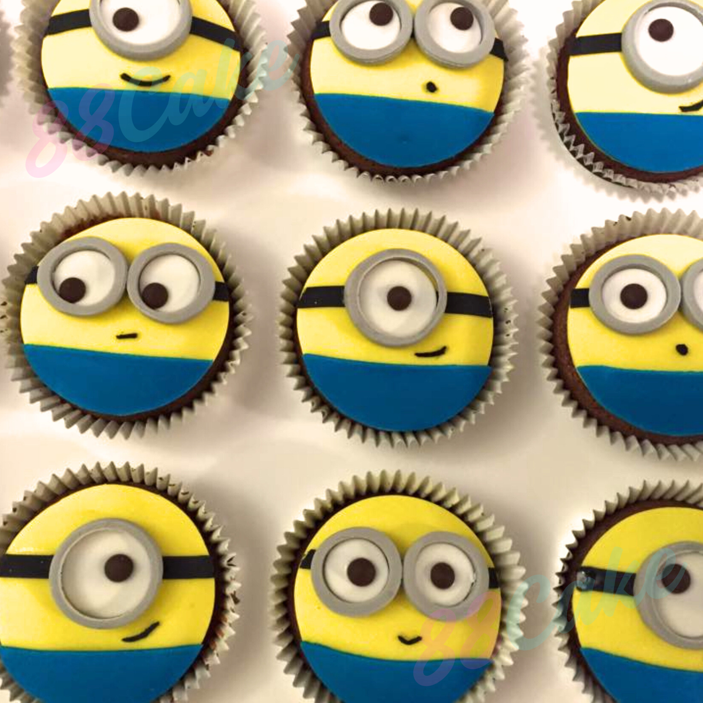 Cupcakes decorated to look like Minions from the Despicable Me movie.