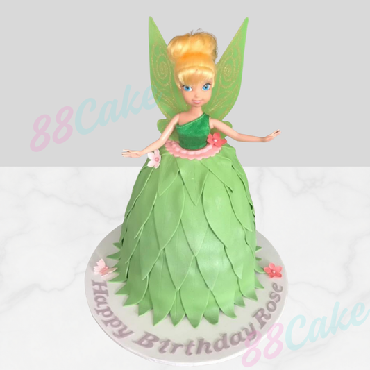 Tinker Bell shaped doll cake with personalisation