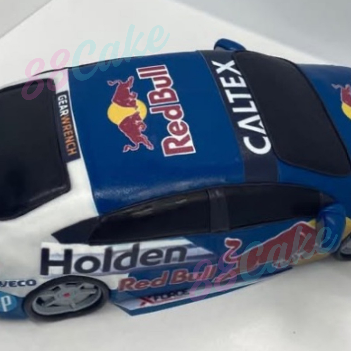 Holden Car shaped cake with Red Bull and racing branding
